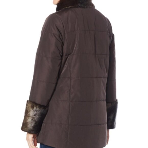 Laurier Puffer Coat with Faux Fur Detail Size 1X - Picture 4 of 14